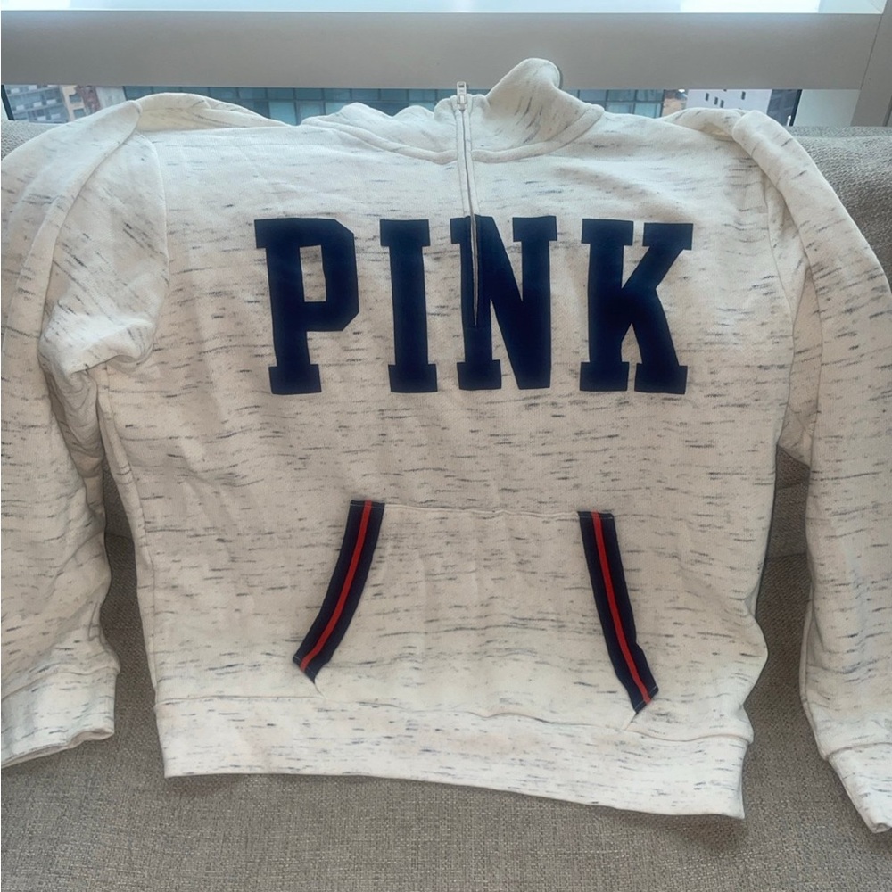 Victoria's Secret PINK White Hoodie with Black Logo